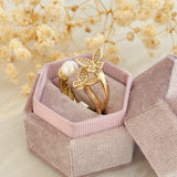 Pierścionek Butterfly Pearl próba złota 585