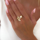 Pierścionek Butterfly Pearl próba złota 585