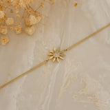 Urocza bransoletka z motywem stokrotki próba złota 585